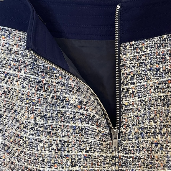 J. Crew Womens Multicolor Tweed Fringed Raw Hem Mini Skirt SIze 10 Back Zip - Picture 8 of 11